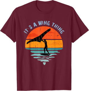 Wing Foiling Surf Surfing Foiler, Retro Vintage Surfer T-Shirt - T-Shirt | Maroon