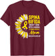 Spina Bifida Awareness Mom Mother Sunflower Yellow Ribbon T-Shirt - T-Shirt | Maroon