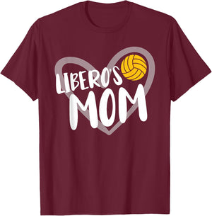 Volleyball Libero's Mom Heart T-Shirt - T-Shirt | Maroon