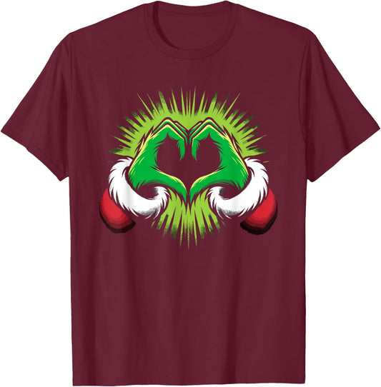 Funny Elf Heart Hands Love Christmas T-Shirt - T-Shirt | Maroon