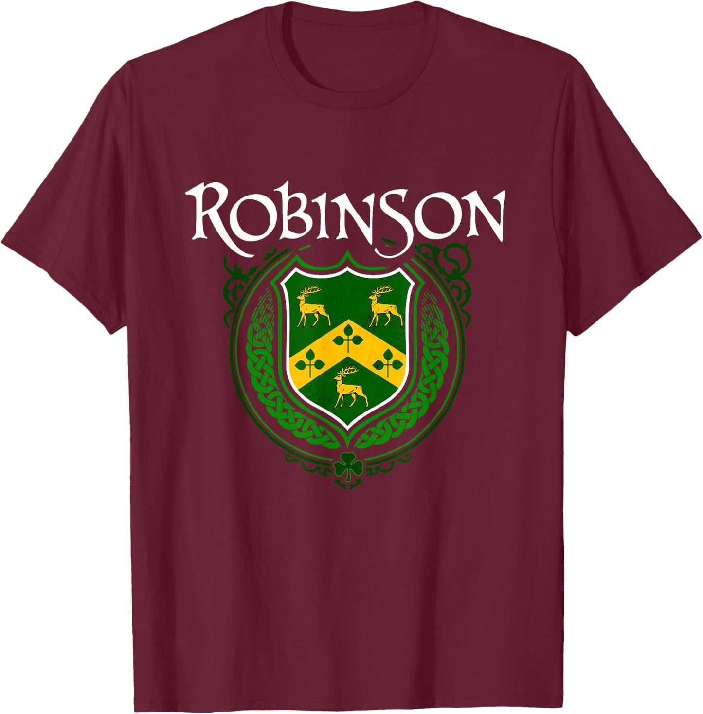 Robinson Surname Irish Clan Tartan Badge Ireland T-Shirt - T-Shirt | Maroon
