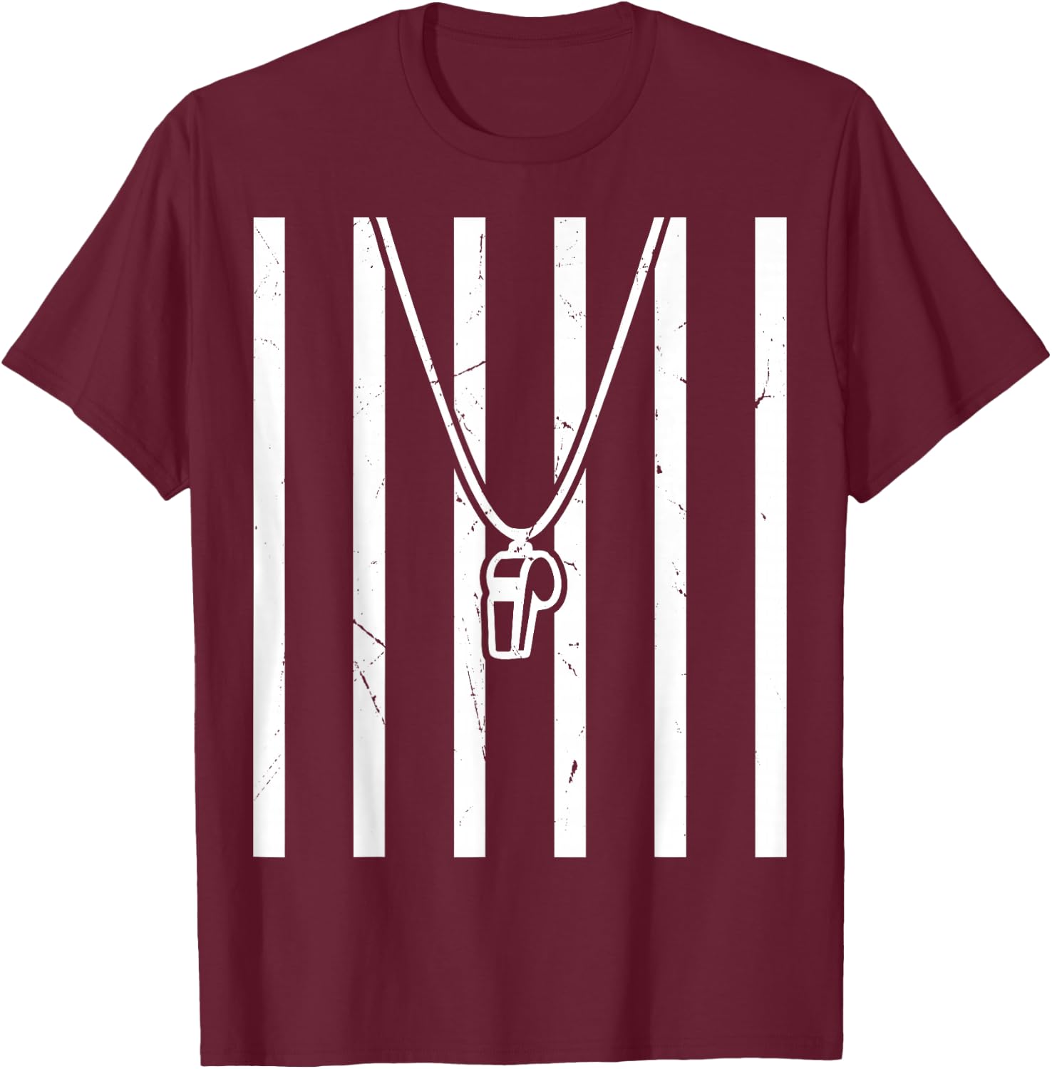 Referee Costume Ref Whistle Refereeing Linesman Umpire T-Shirt - T-Shirt | Maroon