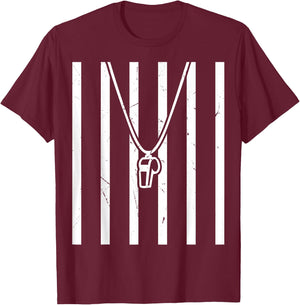 Referee Costume Ref Whistle Refereeing Linesman Umpire T-Shirt - T-Shirt | Maroon