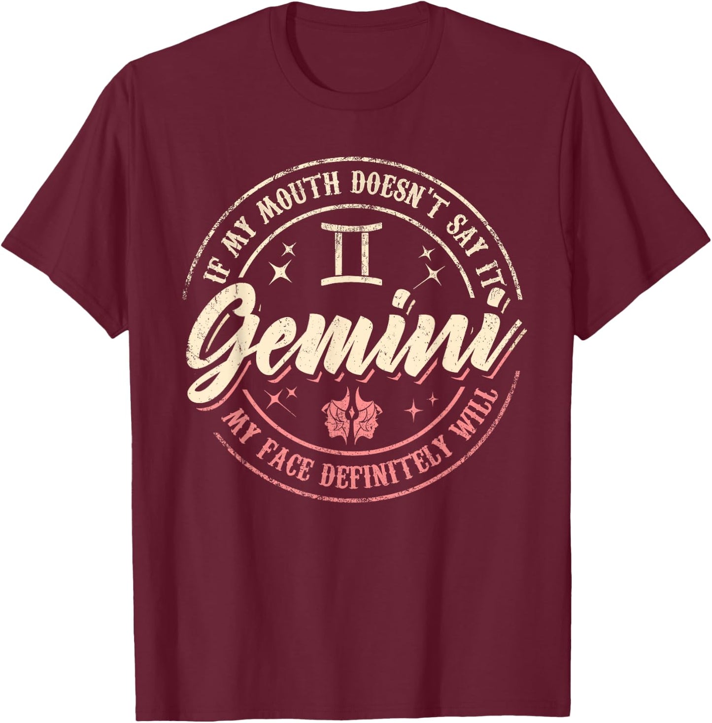 Gemini Horoscope Astrology Birthday Zodiac Sign Men Women T-Shirt - T-Shirt | Maroon