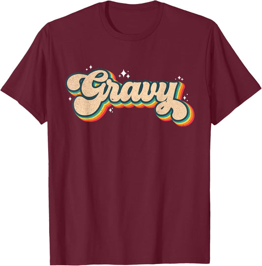 Gravy Vintage Shirt 70s 80s Retro Costume Funny Thanksgiving T-Shirt - T-Shirt | Maroon