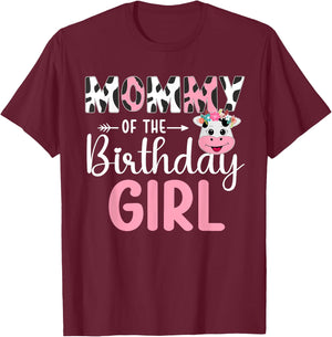 Mommy Of The Birthday Girl Farm Cow 1 St Birthday Girl T-Shirt - T-Shirt | Maroon