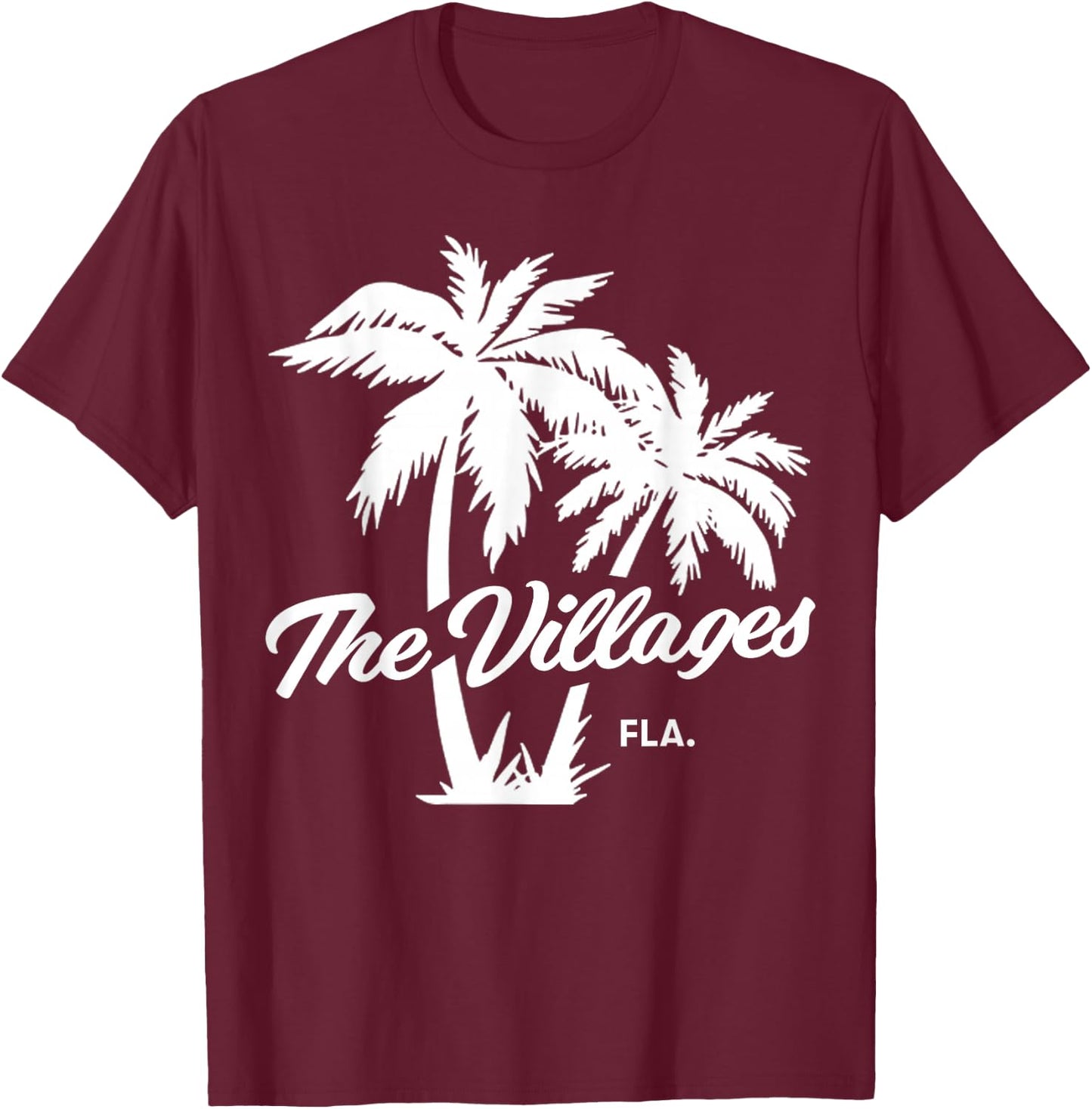 The Villages Florida Retirement Palm Trees T-Shirt - T-Shirt | Maroon