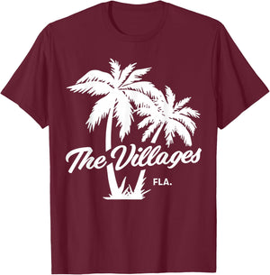 The Villages Florida Retirement Palm Trees T-Shirt - T-Shirt | Maroon
