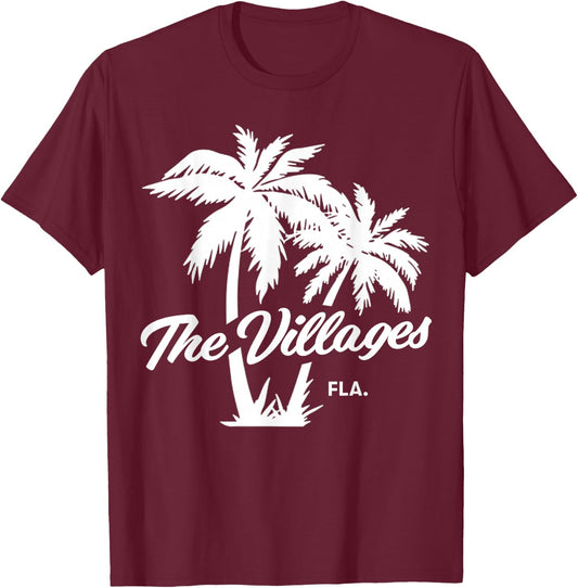 The Villages Florida Retirement Palm Trees T-Shirt - T-Shirt | Maroon