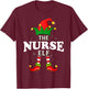 Xmas Nurse Elf Family Matching Christmas Pajama T-Shirt - T-Shirt | Maroon