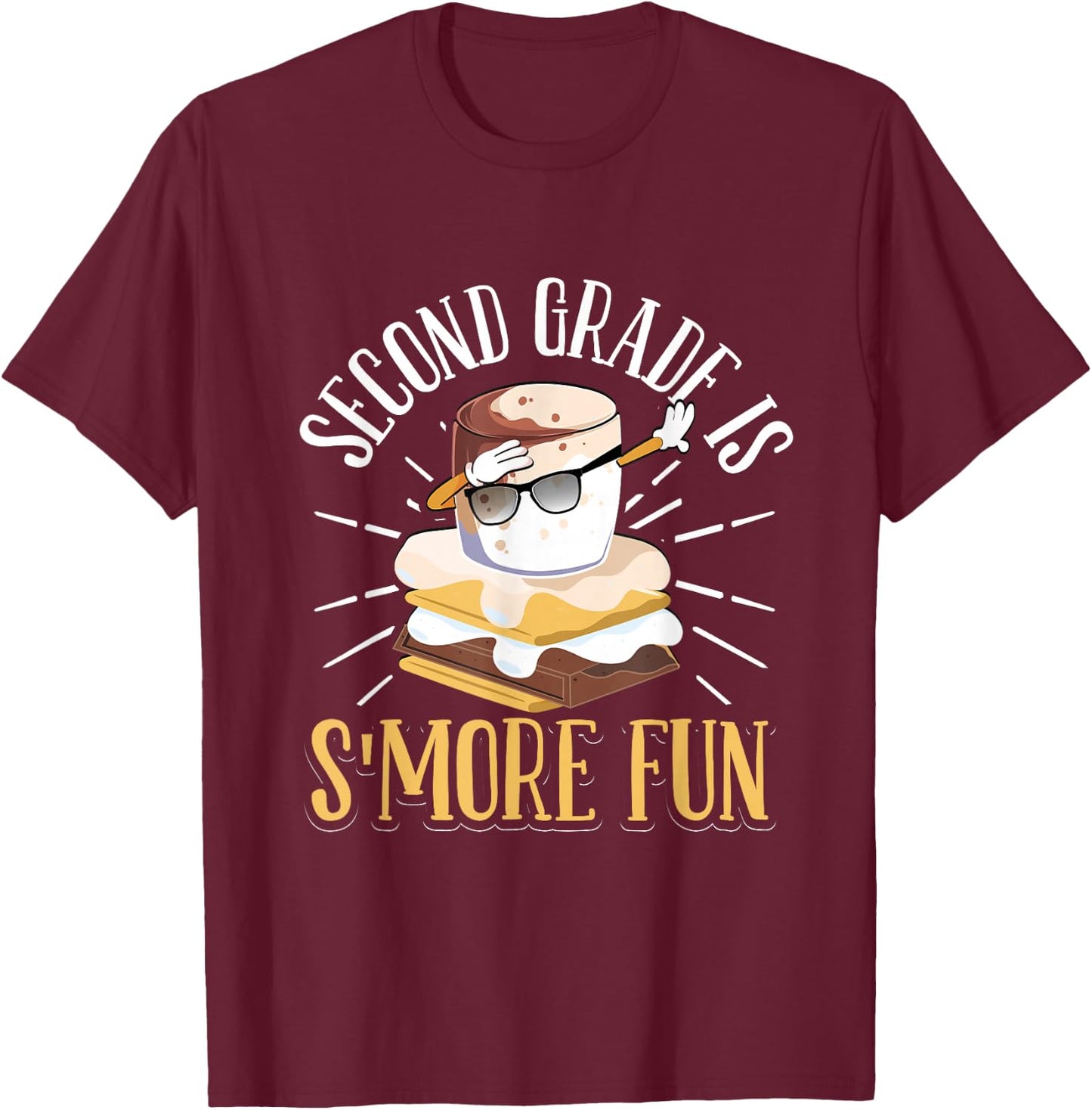 Dabbing Marshmallow Camper Second Grade Is Smore Fun T-Shirt - T-Shirt | Maroon