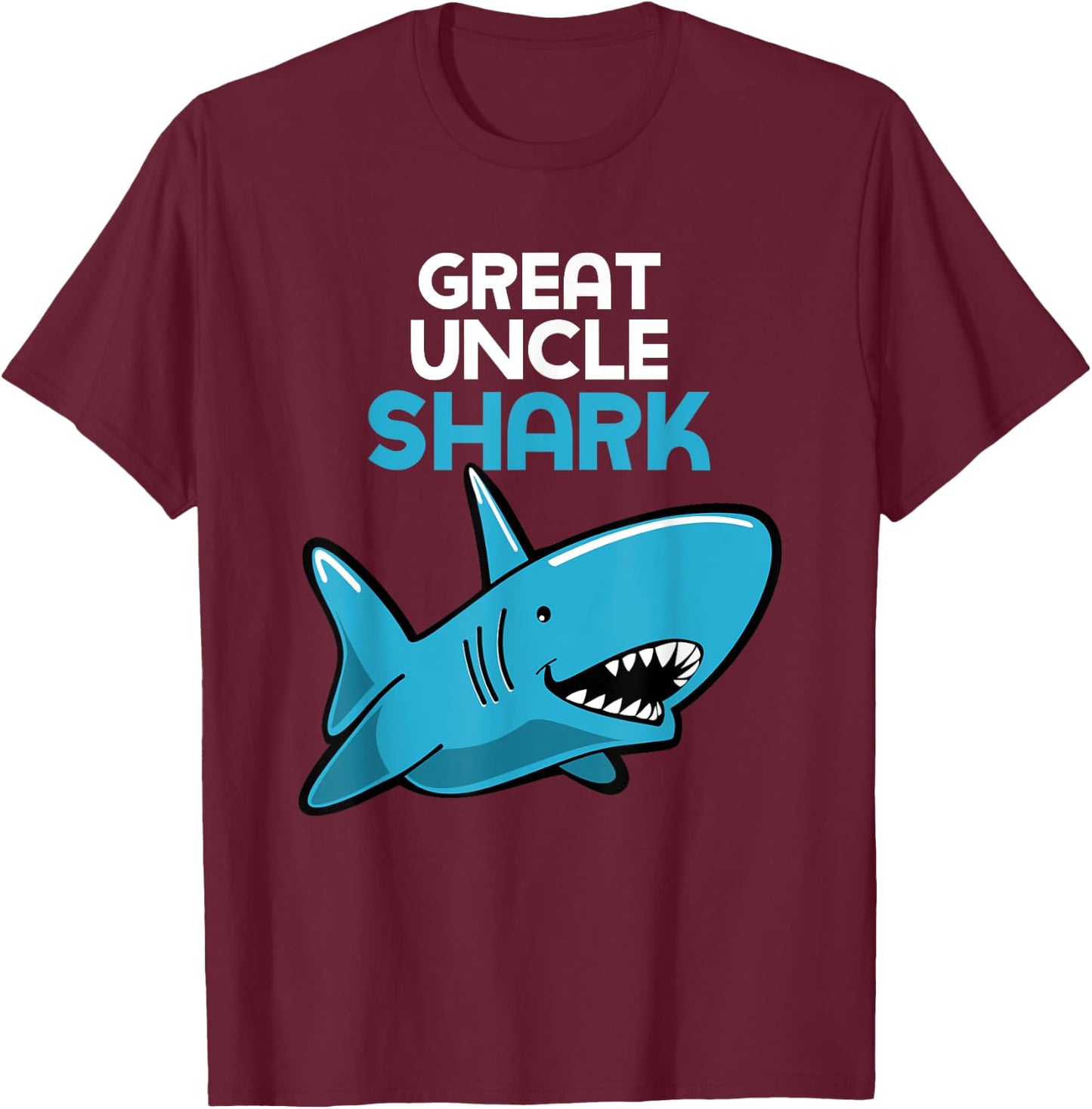 Great Uncle Shark Funny Family T-Shirt - T-Shirt | Maroon