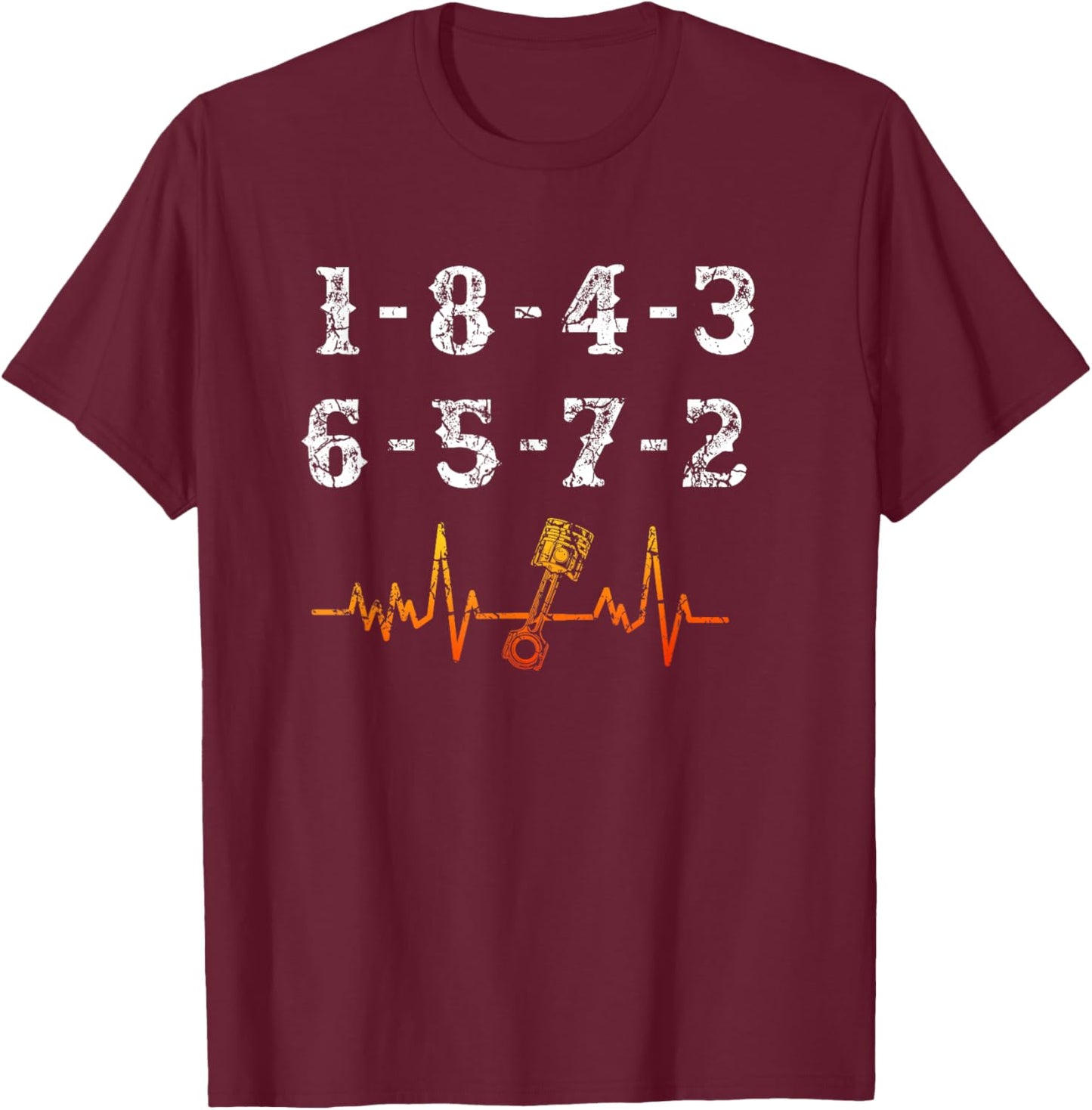 18436572 Firing Order Small Block Engine V8 Big Block T-Shirt - T-Shirt | Maroon