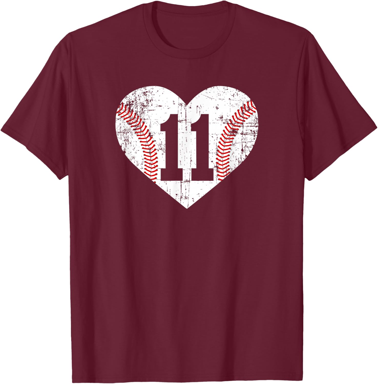 Vintage Baseball 11 Jersey Number T-Shirt - T-Shirt | Maroon