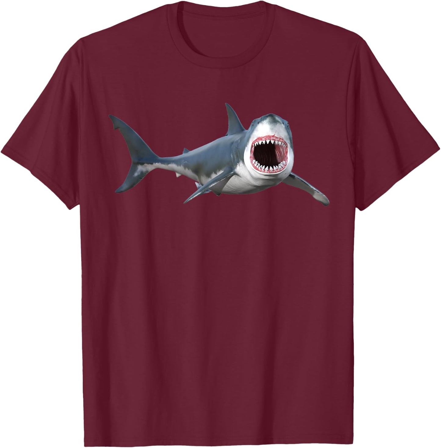 realistic great white shark for lovers of Fish T-Shirt - T-Shirt | Maroon