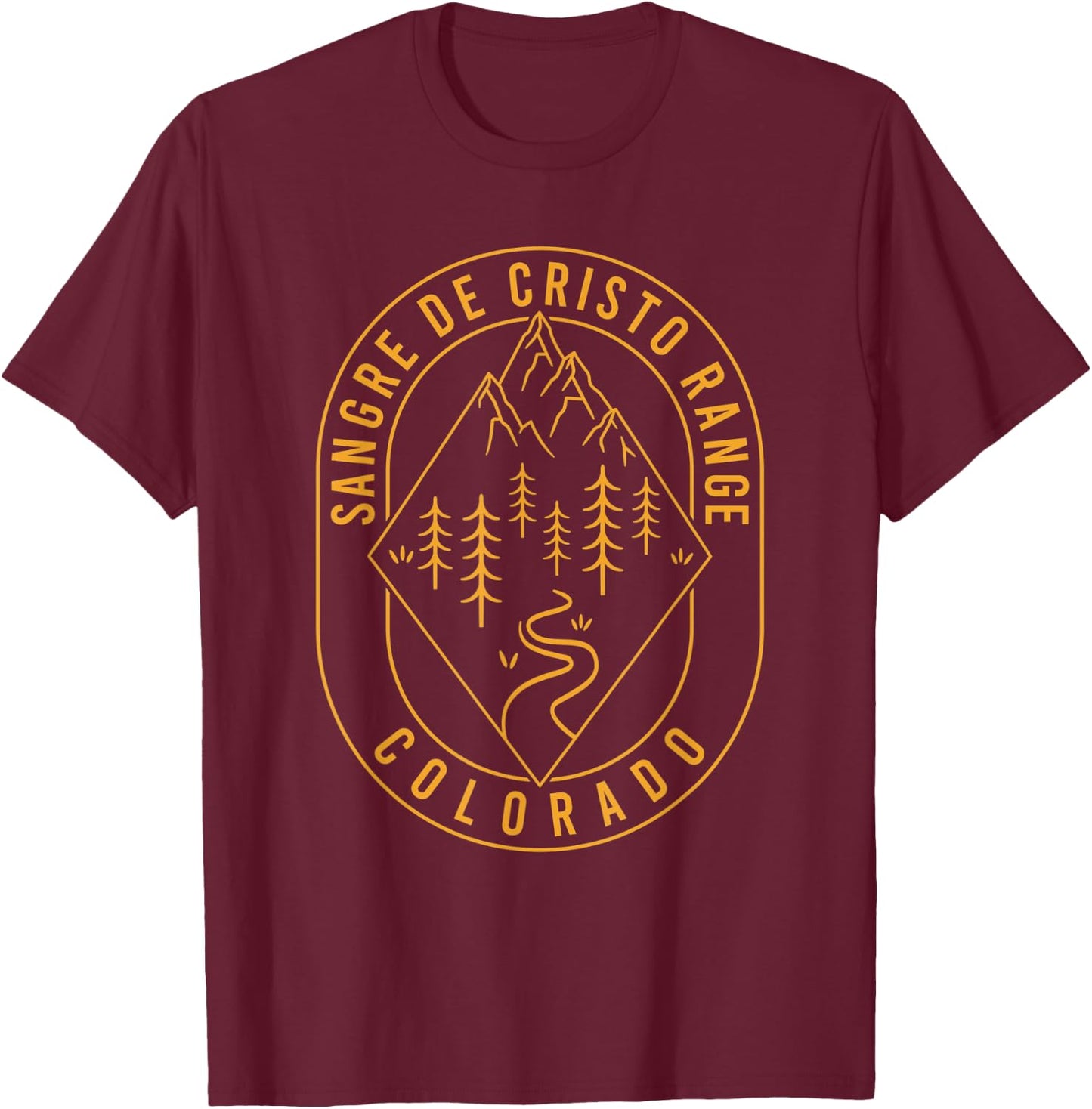Sangre de Cristo Range Mountains Colorado Outdoors Minimal T-Shirt - T-Shirt | Maroon