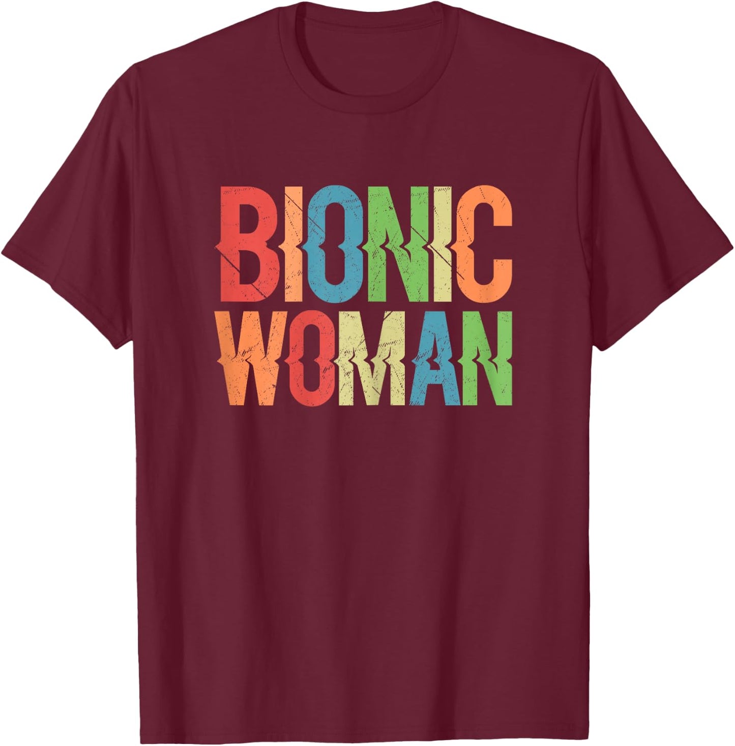 Unleash Your Inner Cyborg with our Bionic Women Design T-Shirt - T-Shirt | Maroon