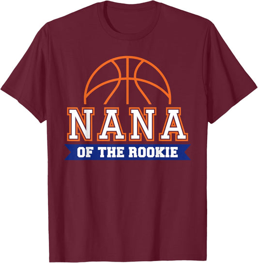 Nana of Rookie 1st Birthday Basketball Theme Matching Party T-Shirt - T-Shirt | Maroon