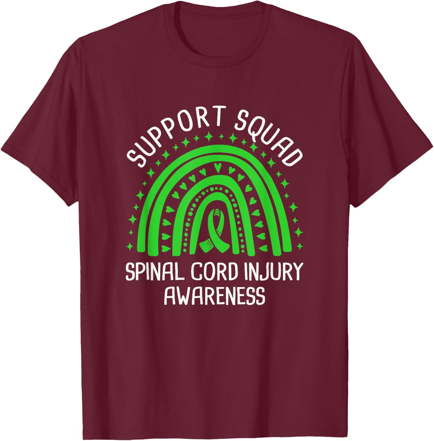 Support Squad Spinal Cord Injury Awareness T-Shirt - T-Shirt | Maroon
