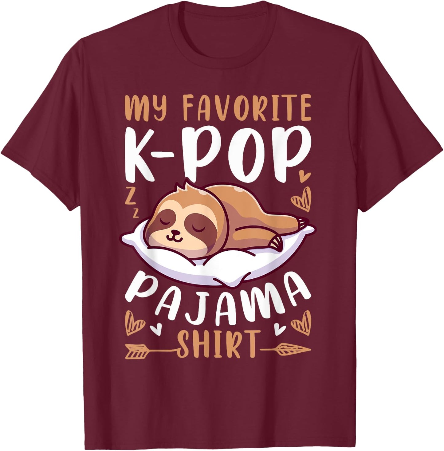 K-Pop Music, Sleeping Sloth, K-Pop Pajama T-Shirt - T-Shirt | Maroon