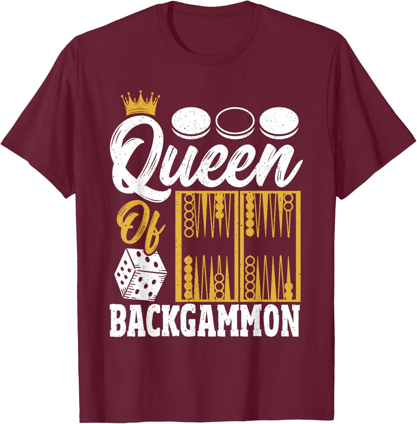 Queen Of Backgammon T-Shirt - T-Shirt | Maroon