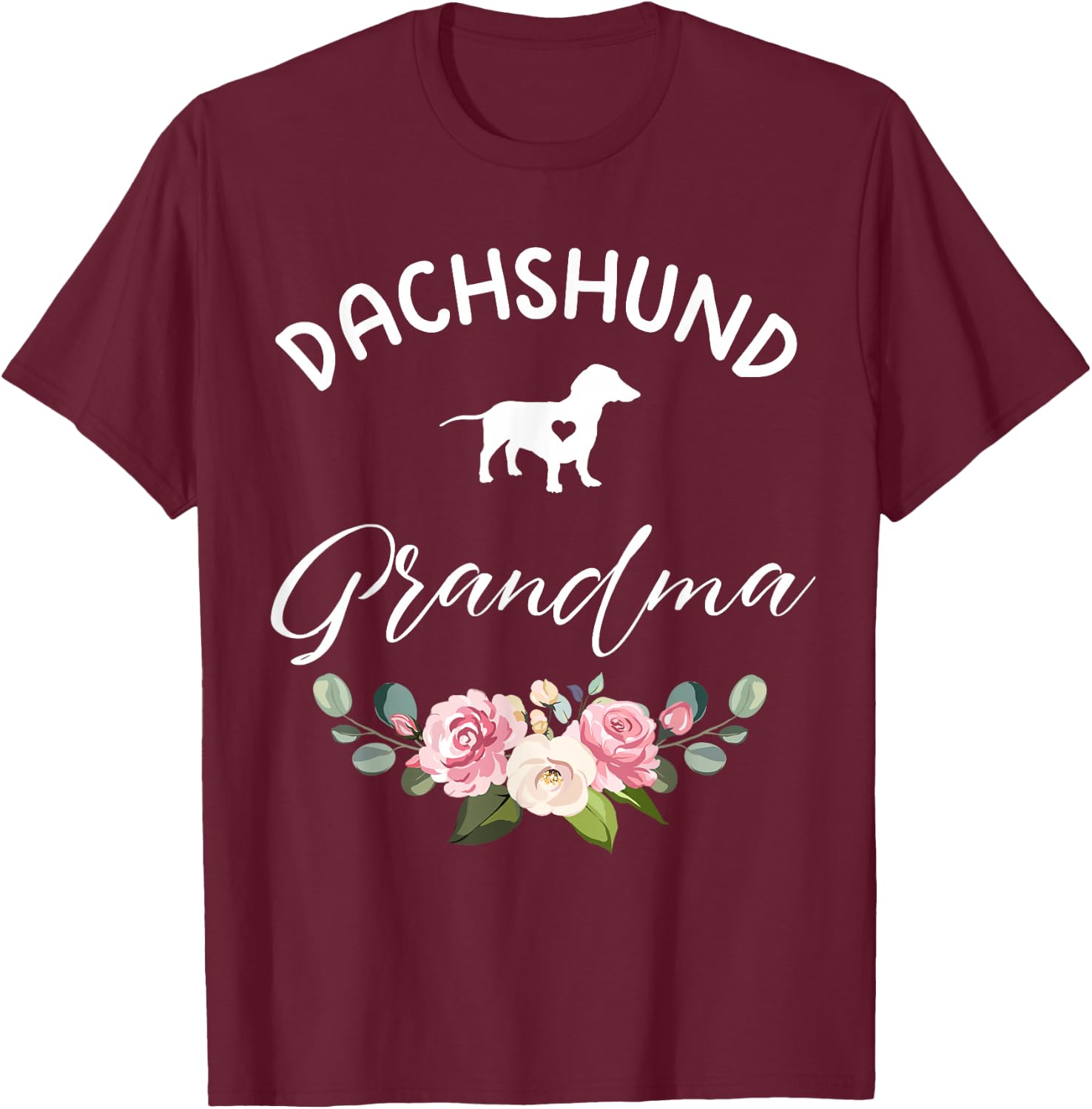Dachshund Dog Grandma Silhouette Mother's Day T-Shirt - T-Shirt | Maroon