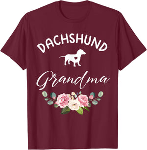 Dachshund Dog Grandma Silhouette Mother's Day T-Shirt - T-Shirt | Maroon