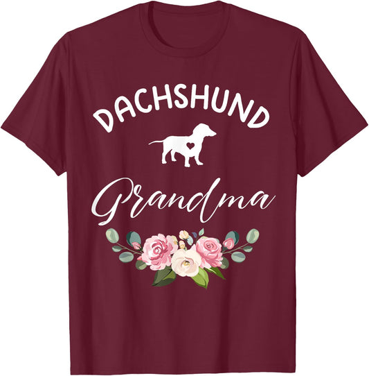 Dachshund Dog Grandma Silhouette Mother's Day T-Shirt - T-Shirt | Maroon