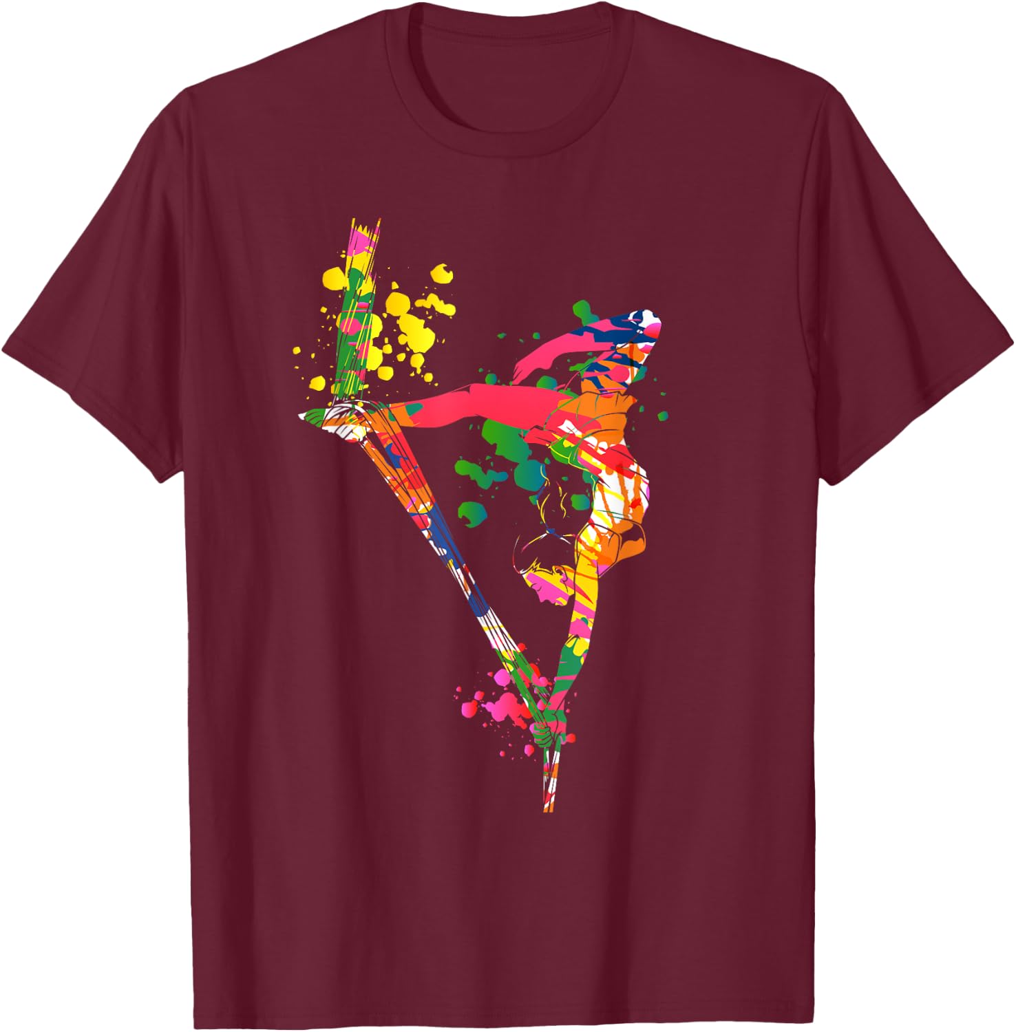 Colorful Aerial Silks T-Shirt - T-Shirt | Maroon