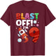Blast Off Space Ship I'm 9 Galaxy Astronout 9th Birthday T-Shirt - T-Shirt | Maroon