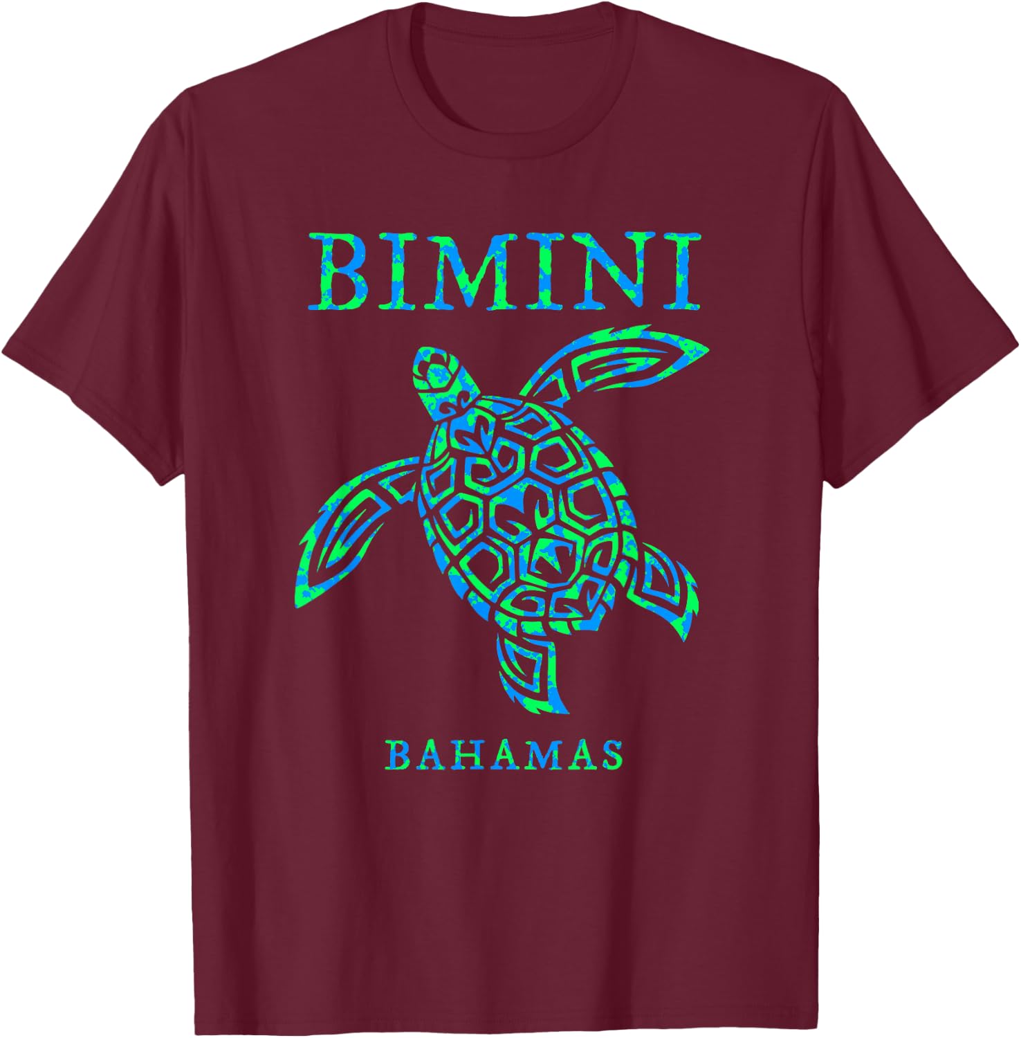 Bimini Bahamas Sea Turtle Boys Girls Colorful Souvenir T-Shirt - T-Shirt | Maroon