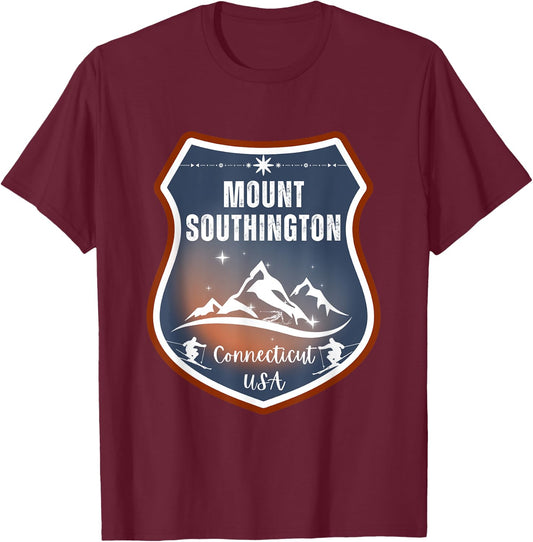 Mount Southington, Connecticut, USA - Ski resort travel T-Shirt - T-Shirt | Maroon