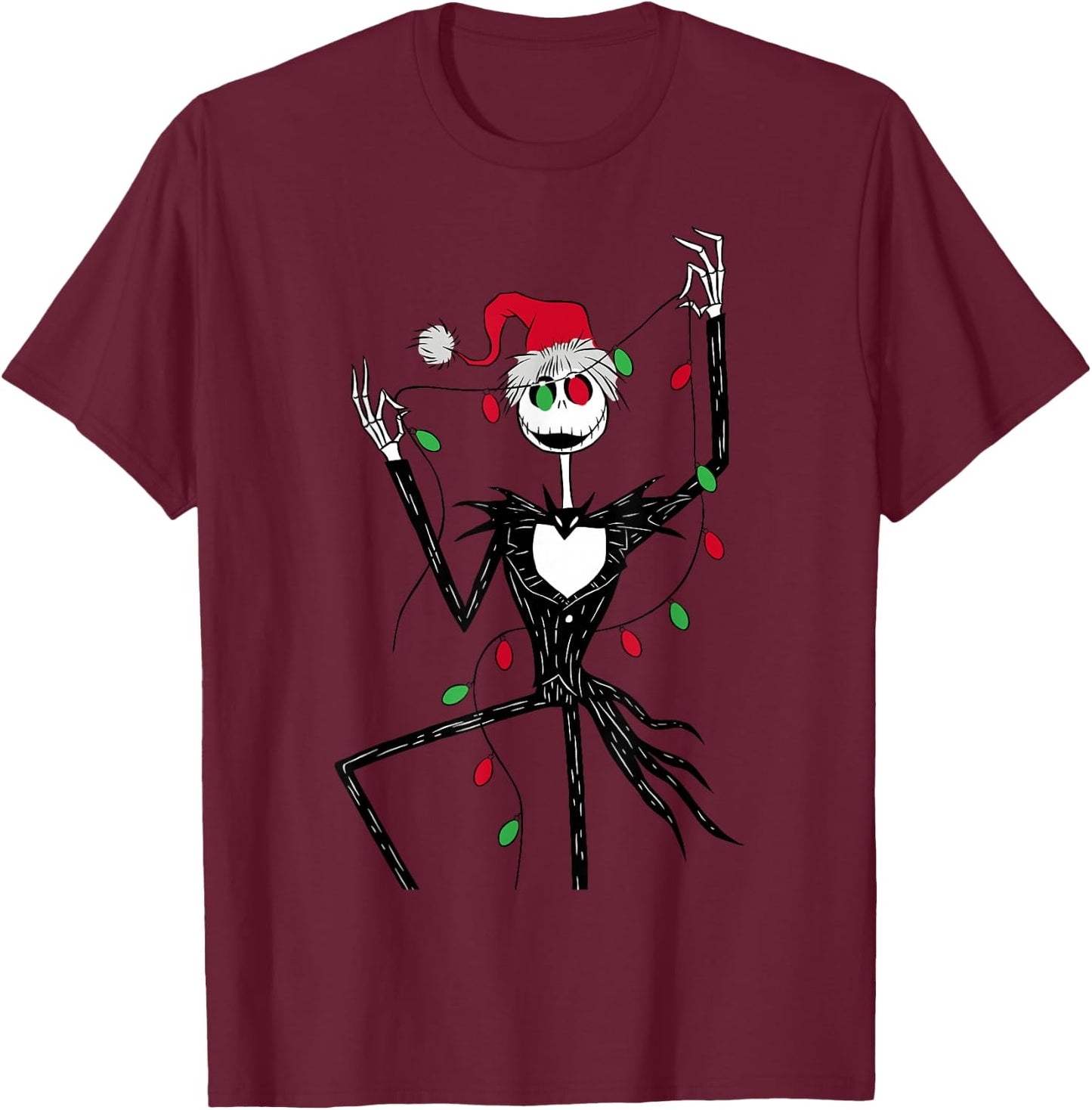 Disney The Nightmare Before Christmas Jack String Lights T-Shirt - T-Shirt | Maroon
