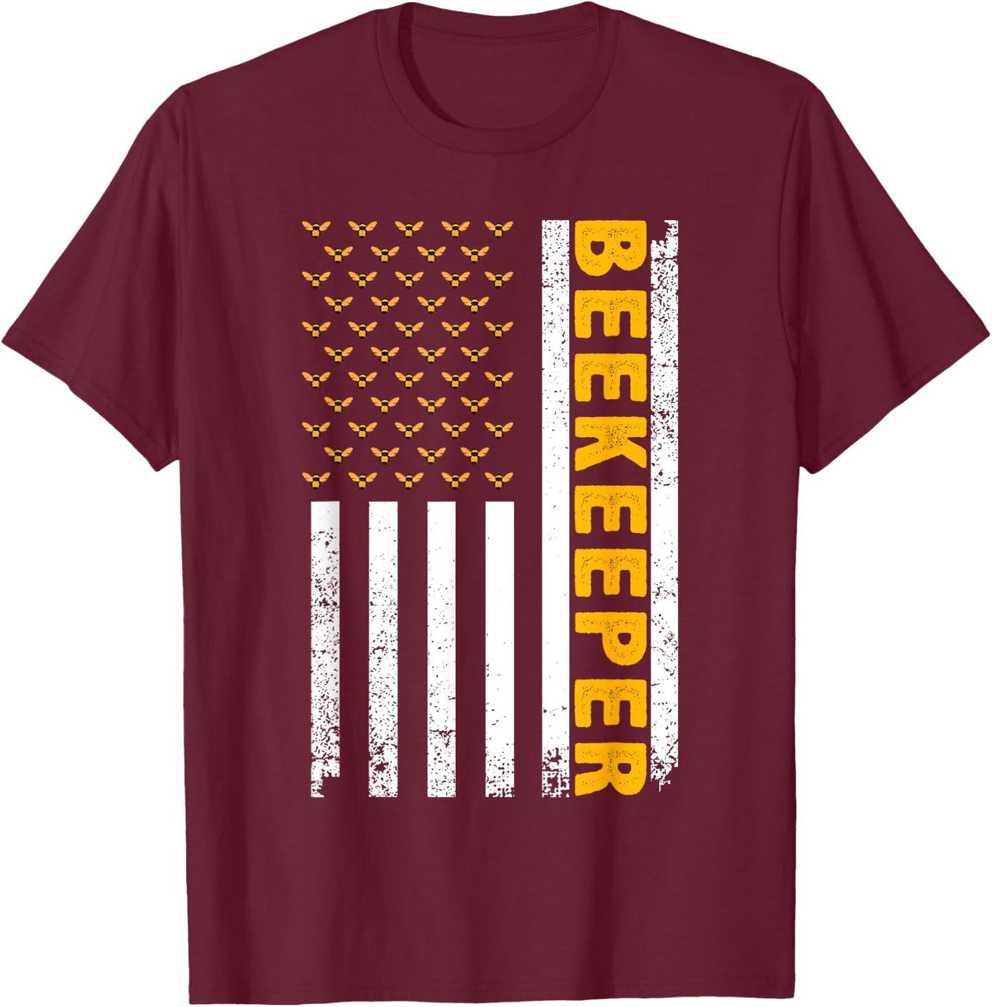 Beekeeper Women Beekeeping American Flag Bee Lover T-Shirt - T-Shirt | Maroon
