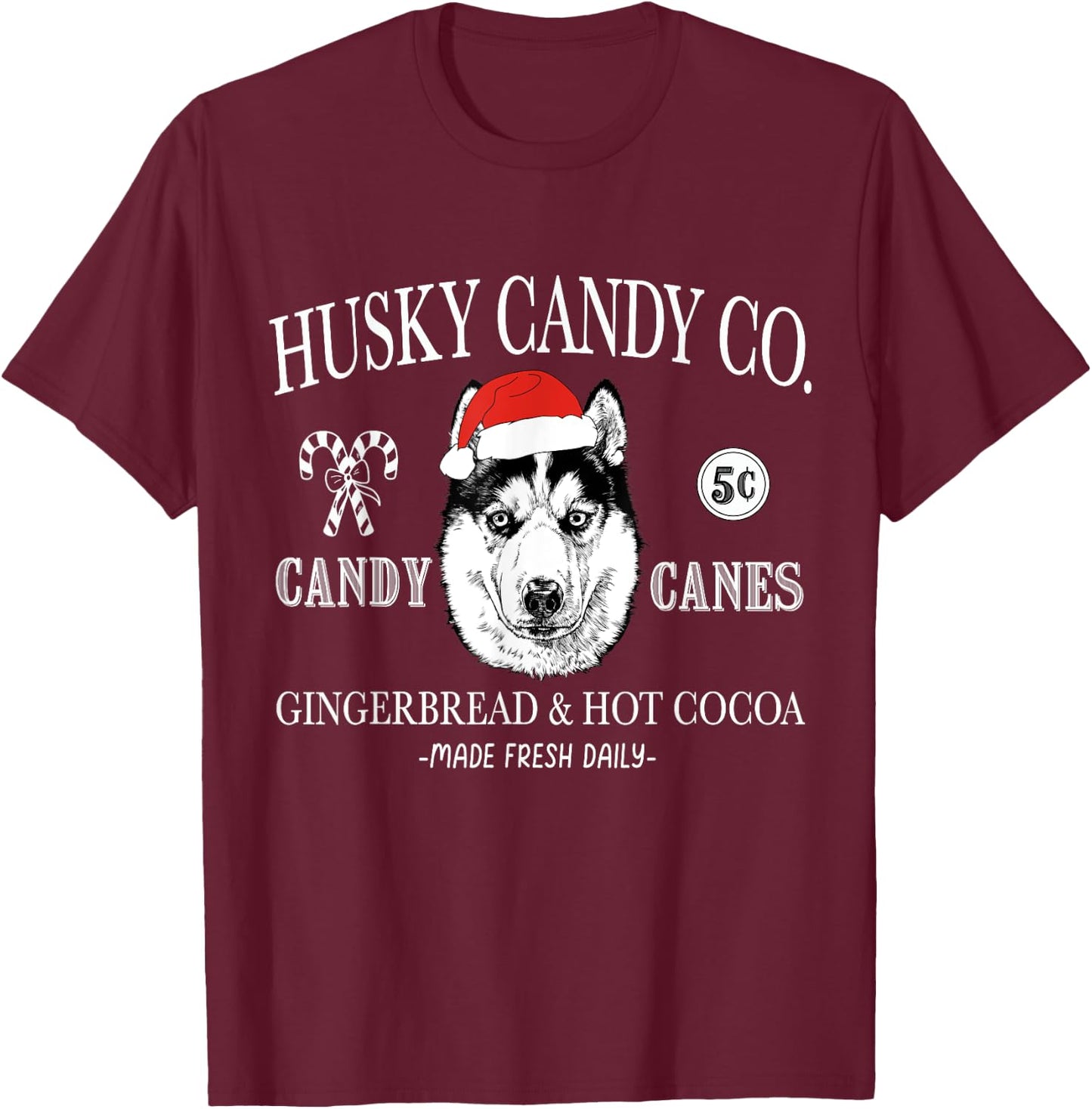 Funny Santa Siberian Husky Mom Christmas Vintage Holiday T-Shirt - T-Shirt | Maroon