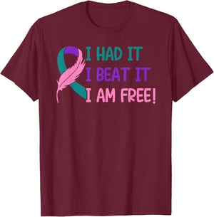 Thyroid - I Had It Beat It I'm Free Thyroid Cancer Awareness T-Shirt - T-Shirt | Maroon