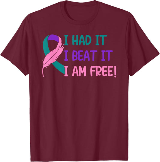 Thyroid - I Had It Beat It I'm Free Thyroid Cancer Awareness T-Shirt - T-Shirt | Maroon