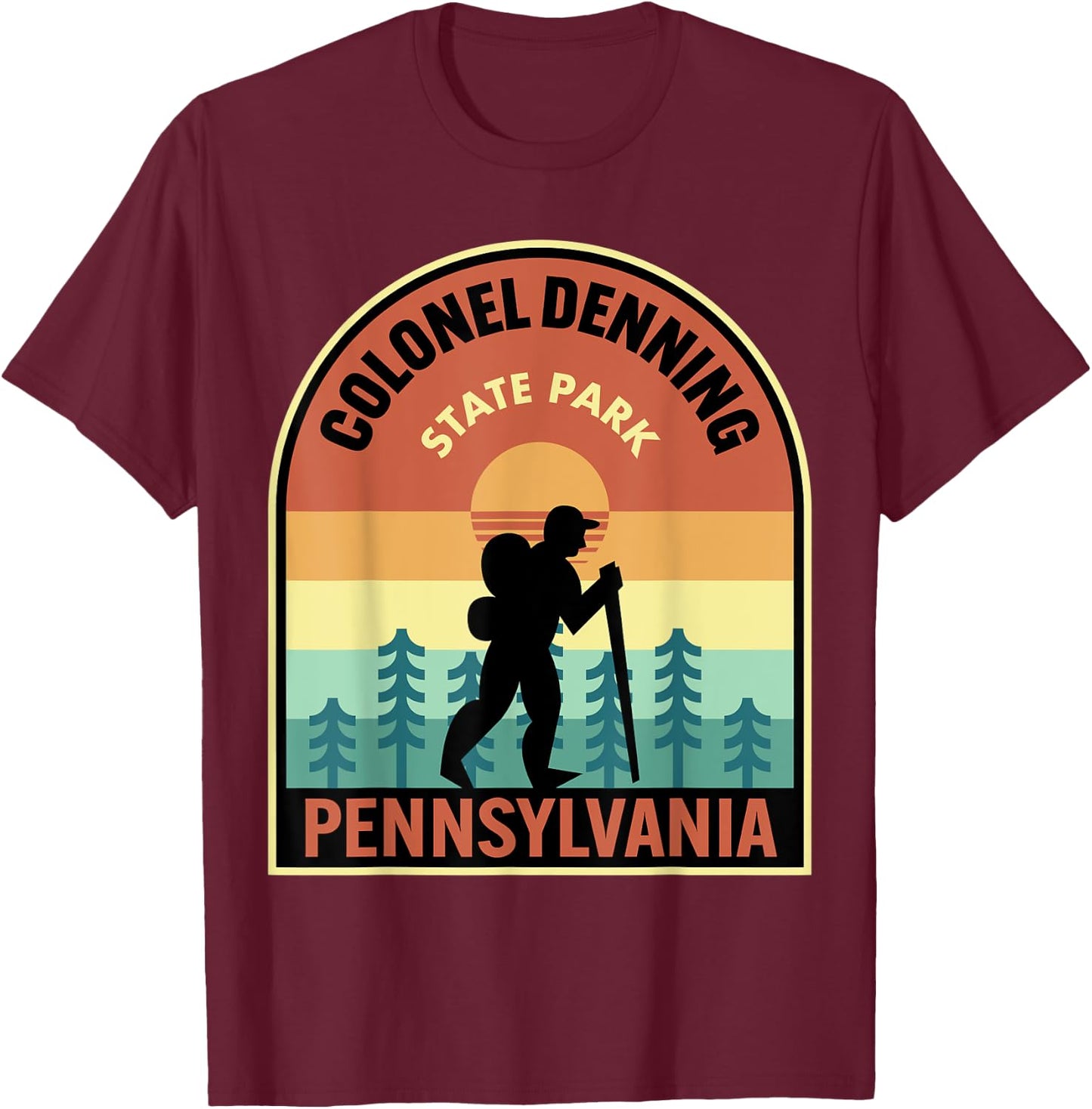 Colonel Denning State Park Pennsylvania Retro Hiking T-Shirt - T-Shirt | Maroon