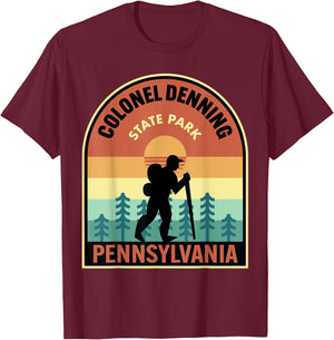 Colonel Denning State Park Pennsylvania Retro Hiking T-Shirt - T-Shirt | Maroon