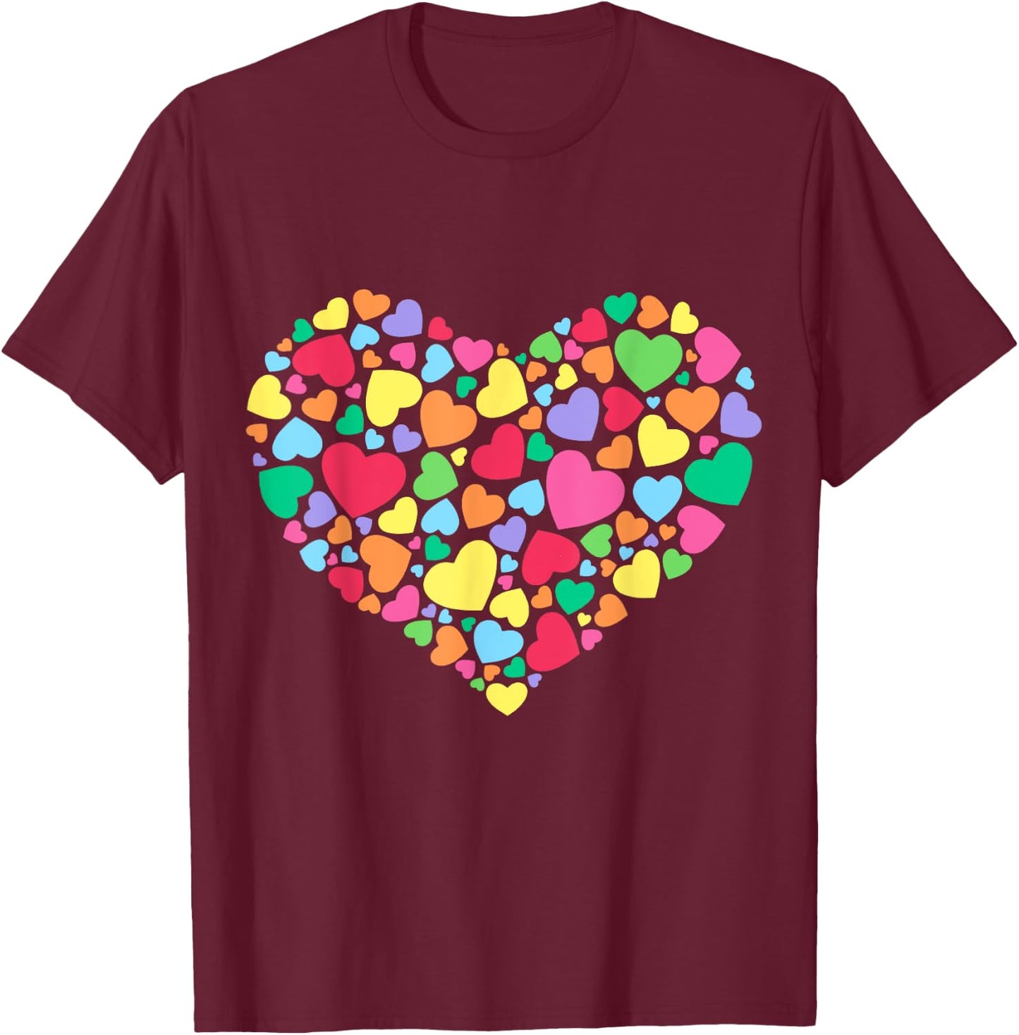 Hearts T Shirt Kids School Valentines Day Girls Boys T-Shirt - T-Shirt | Maroon