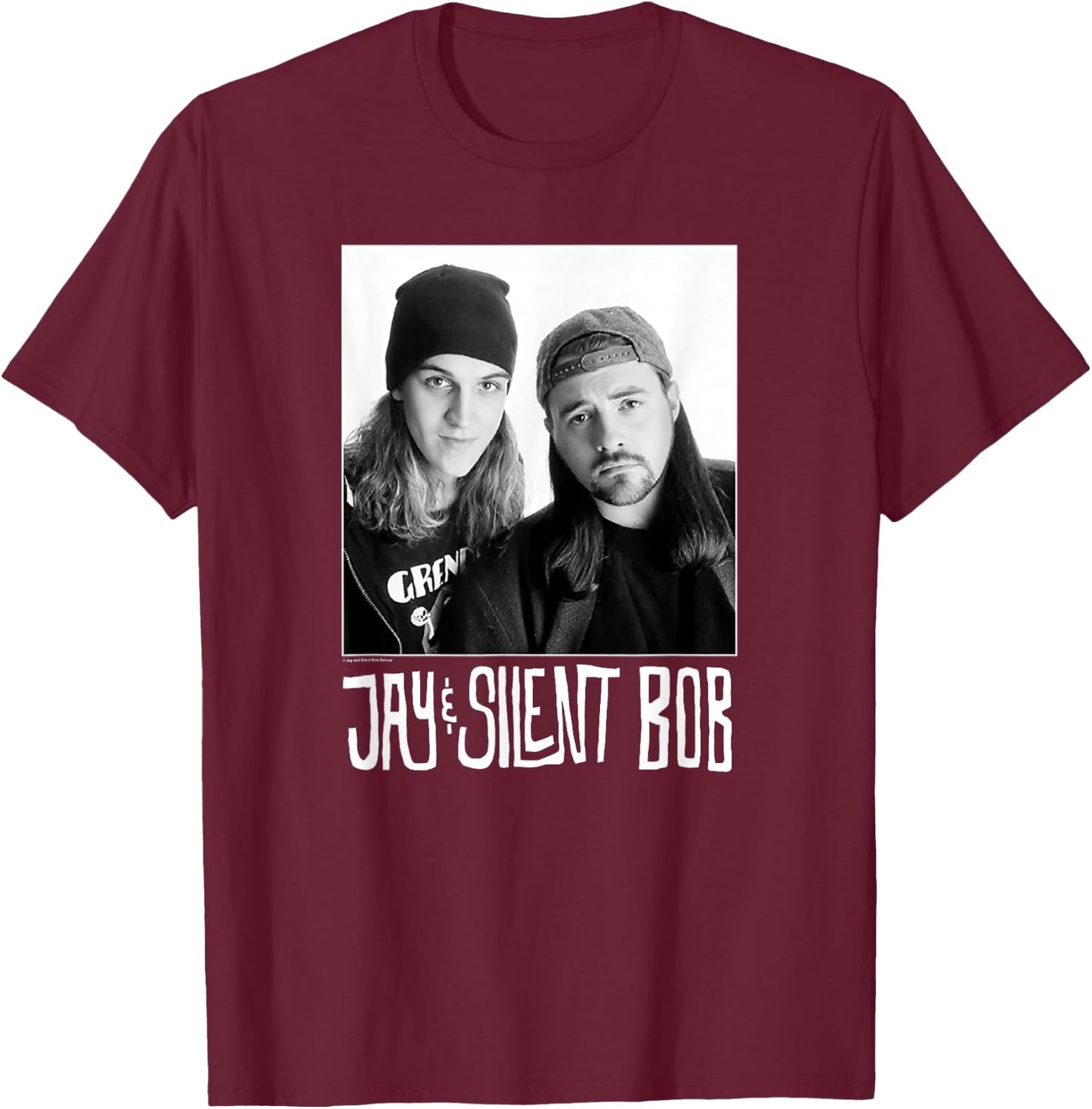 Jay and Silent Bob Photograph T-Shirt - T-Shirt | Maroon