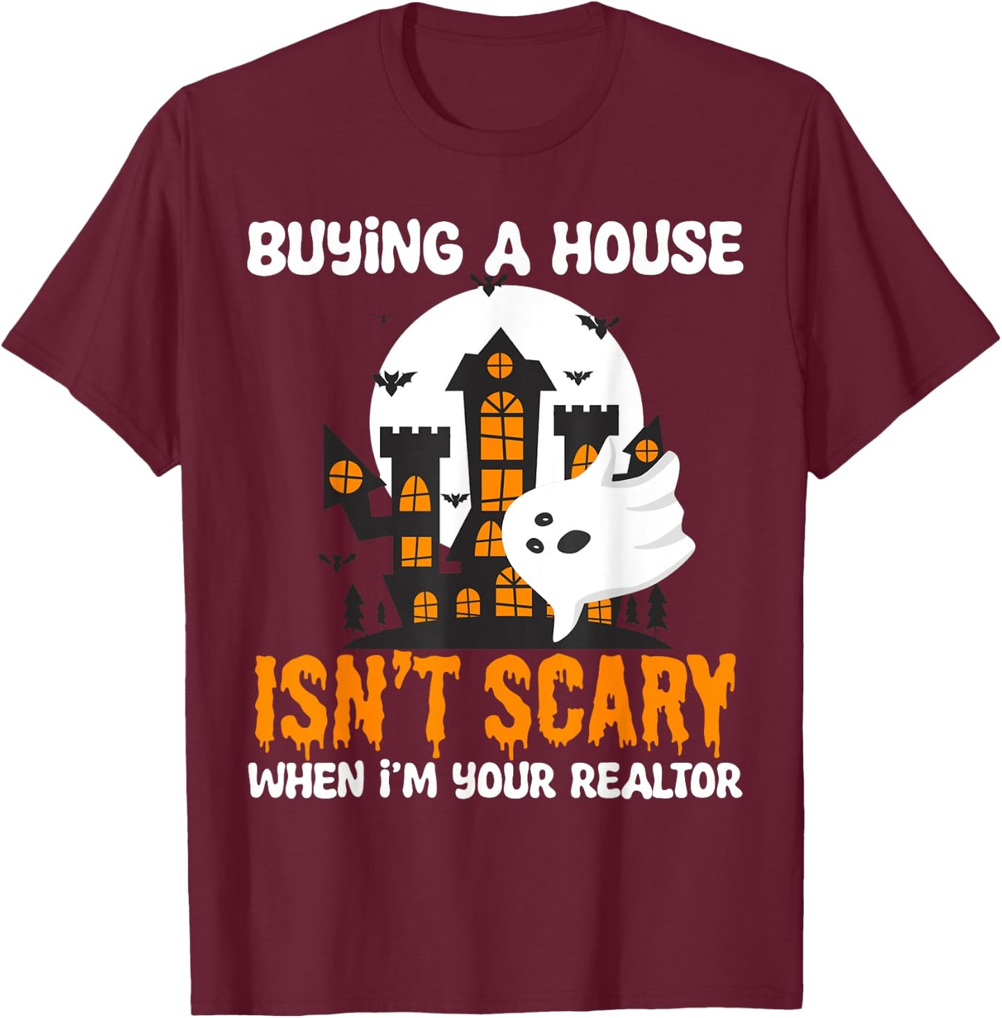 Funny Real Estate Agent Halloween Costumes Spooky Realtor T-Shirt - T-Shirt | Maroon