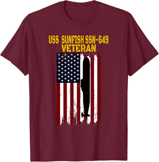 USS Sunfish SSN-649 Submarine Veterans Day Father's Day T-Shirt - T-Shirt | Maroon