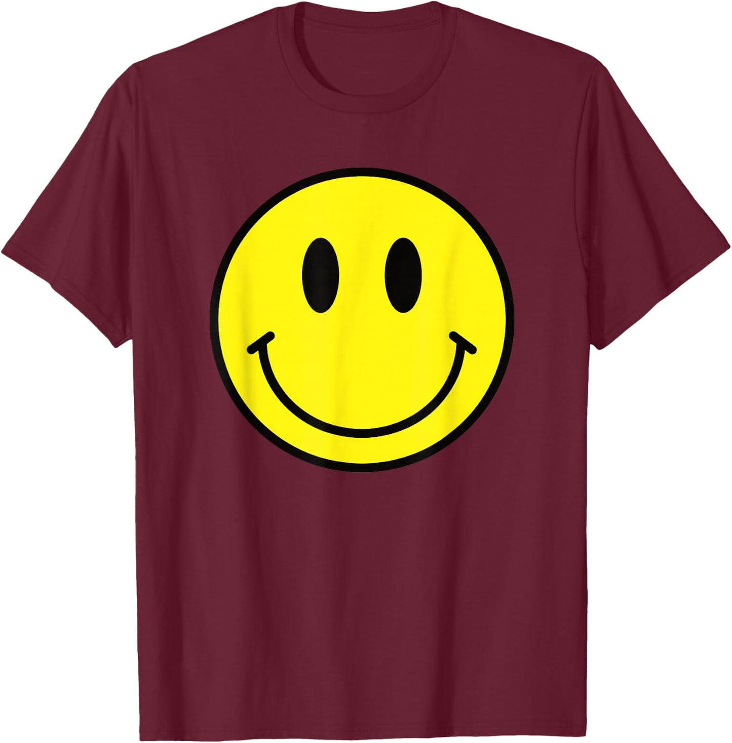 Yellow Smile Face Shirt Cute Happy Peace Smiling Face Kids T-Shirt - T-Shirt | Maroon