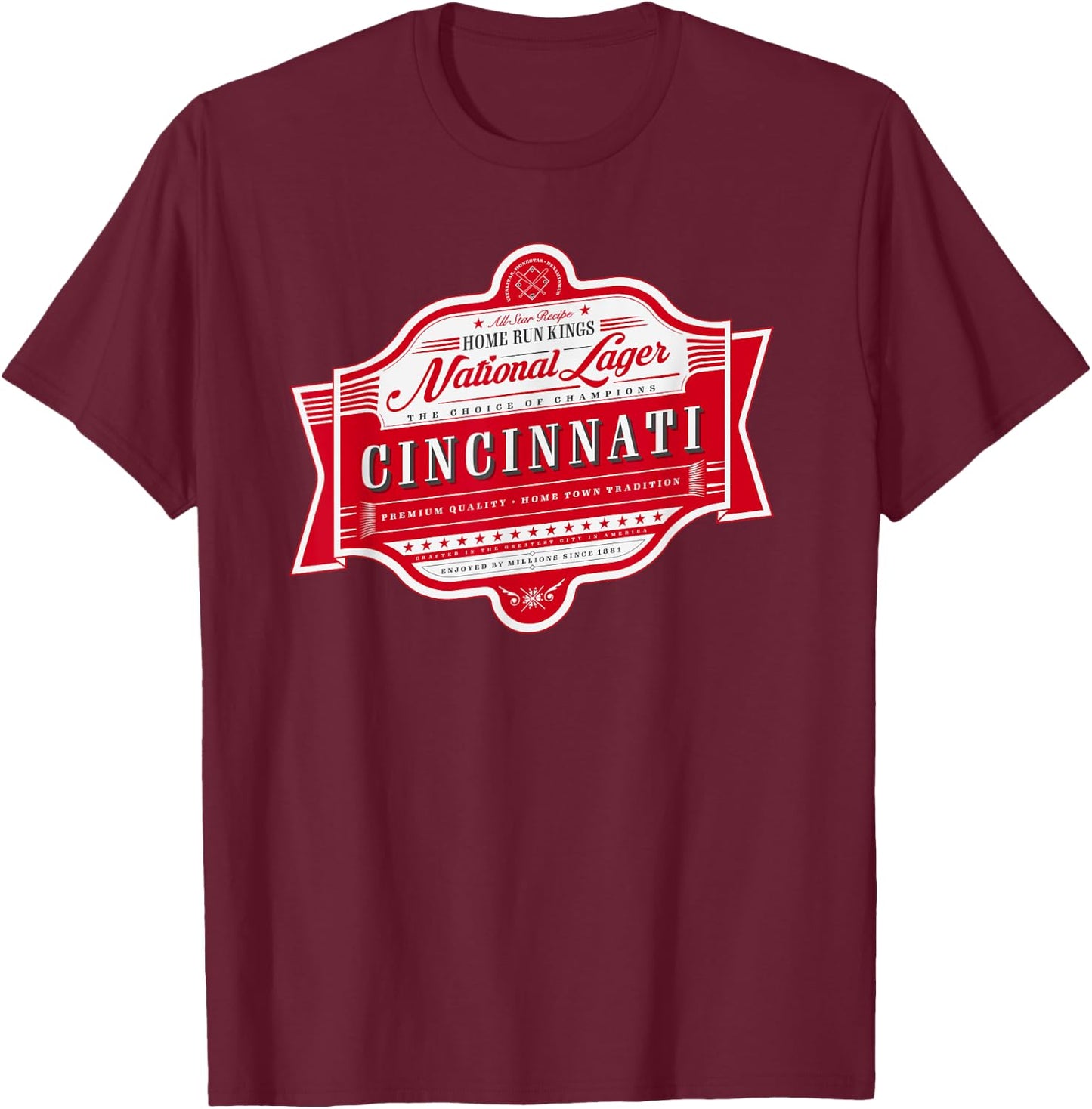 Classic Cincinnati Beer Label - Cincinnati Pride T-Shirt - T-Shirt | Maroon