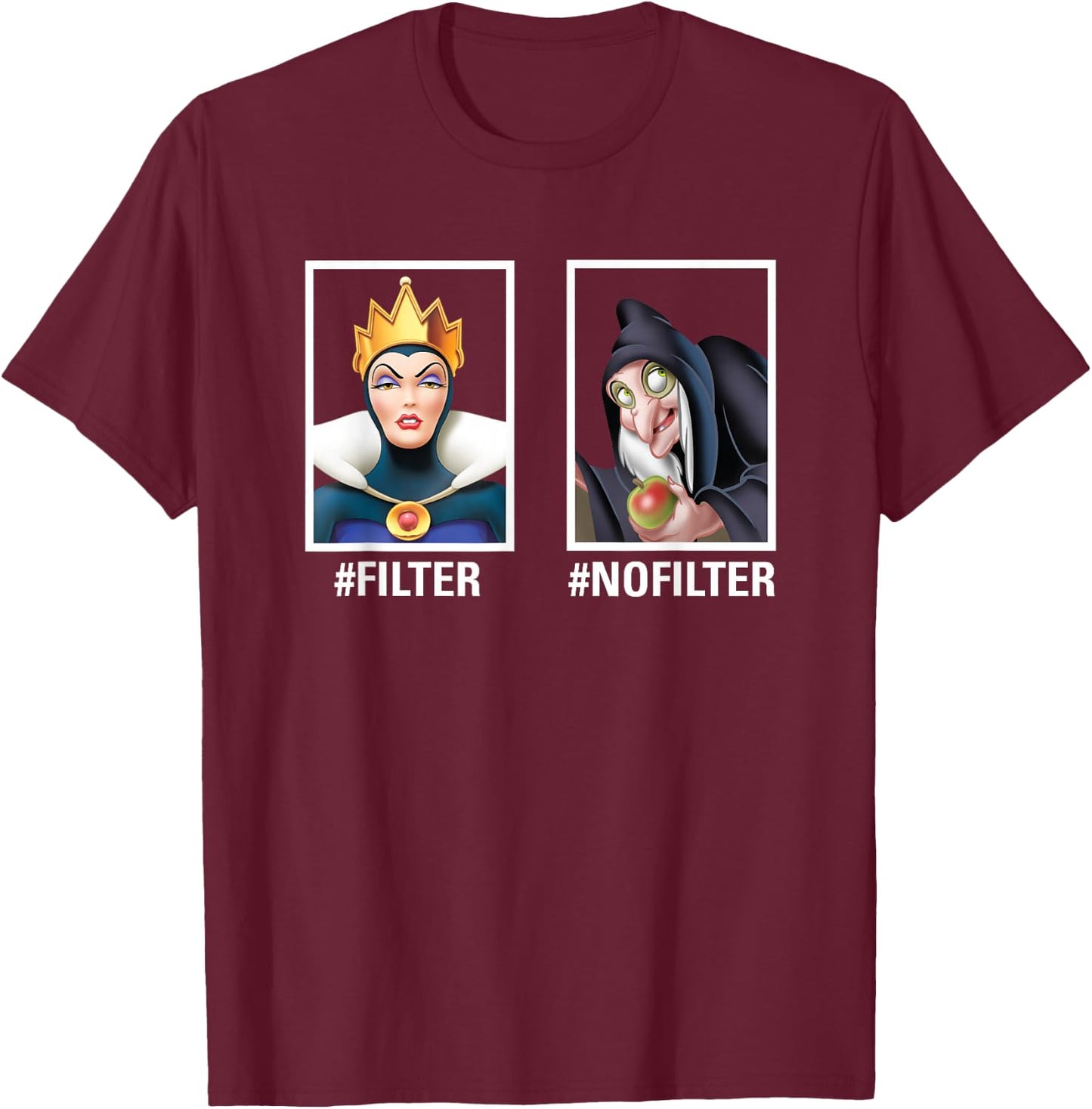 Disney Villains Evil Queen #Filter #Nofilter Funny Meme Small T-Shirt - T-Shirt | Maroon