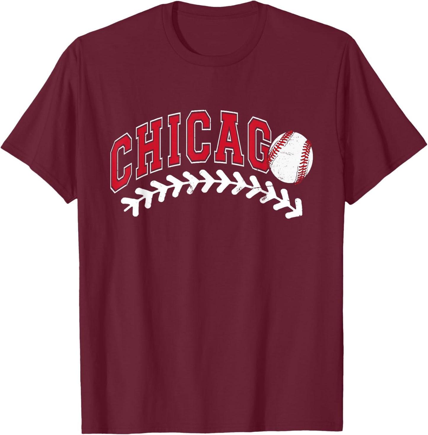 Vintage Chicago Graphic Baseball Lover Player Women T-Shirt - T-Shirt | Maroon