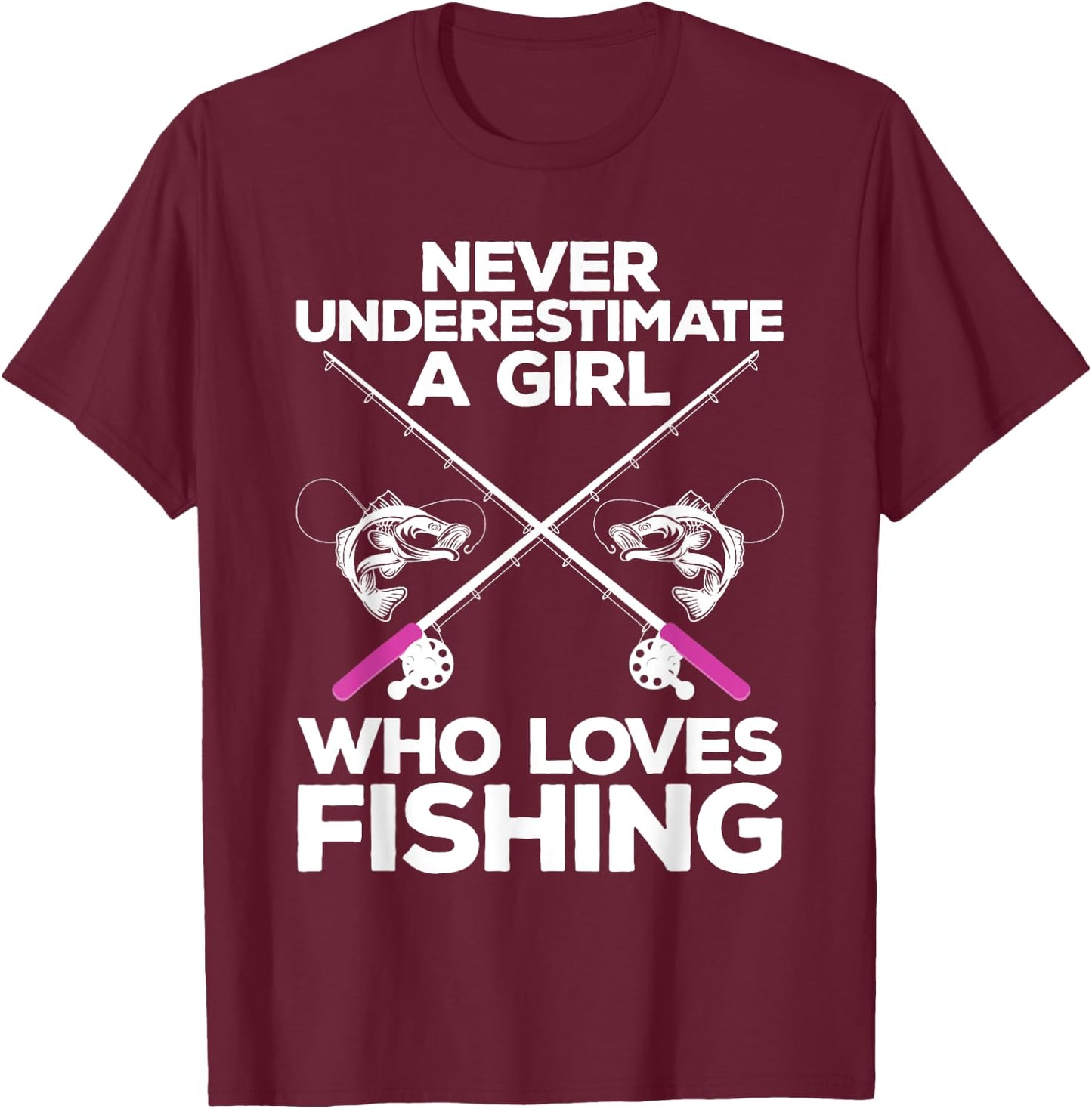 Cool Fishing Girls Fisherman Fish Lure Saltwater T-Shirt - T-Shirt | Maroon