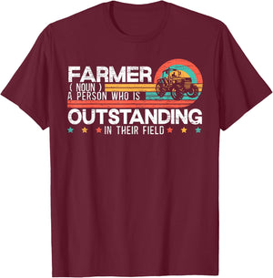 Farmer Definition Funny Tractor Rider Farming Dad Grandpa T-Shirt - T-Shirt | Maroon