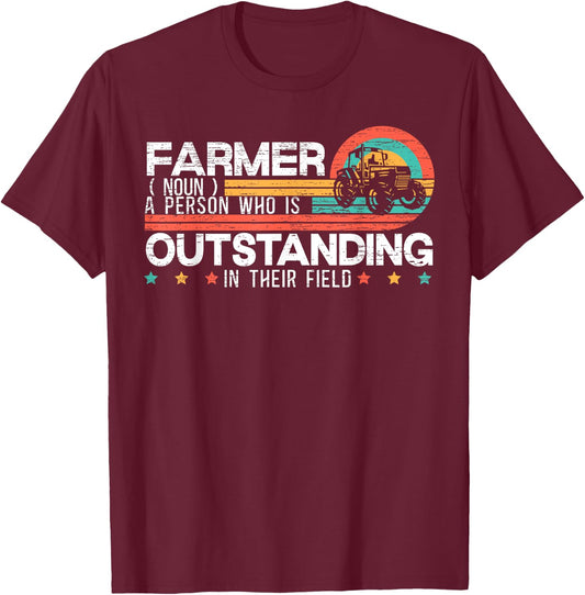 Farmer Definition Funny Tractor Rider Farming Dad Grandpa T-Shirt - T-Shirt | Maroon
